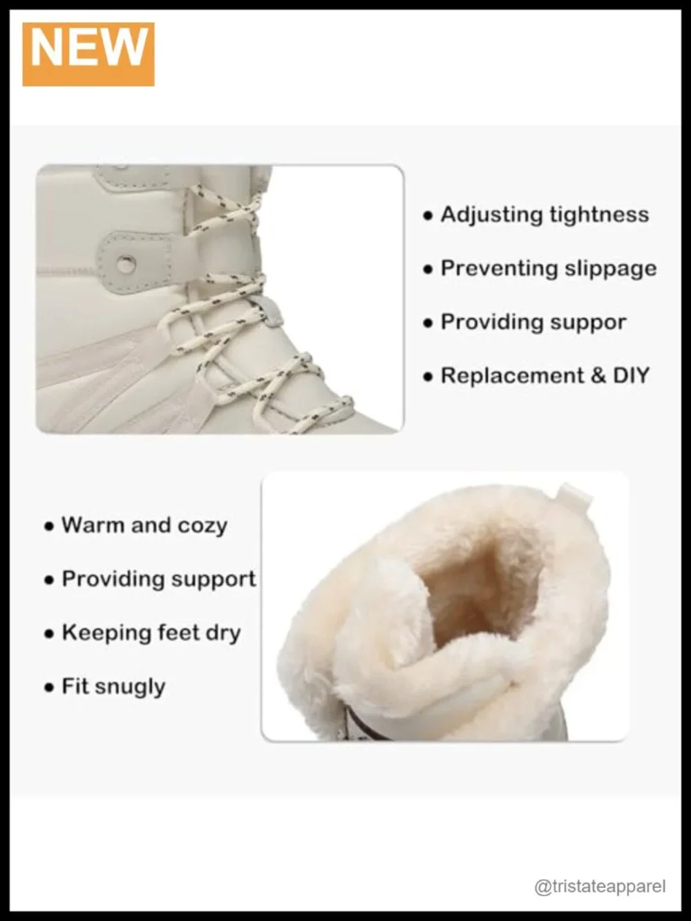 Faux Leather Waterproof Lace-Up Snow Boots Mid-Calf Winter Fur Lined